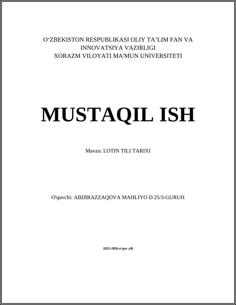 Lotin Tili Tarixi