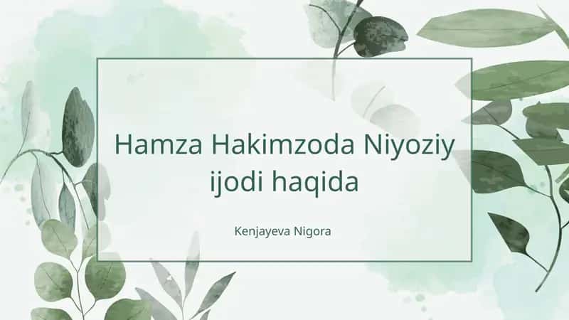 Hamza Hakimzoda Niyoziy ijodi haqida. SHERLARI BILAN