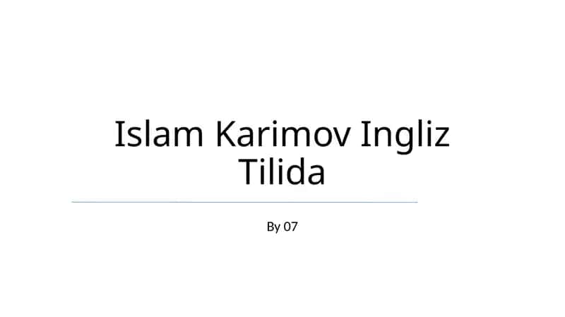 Islam Karimov Ingliz Tilida