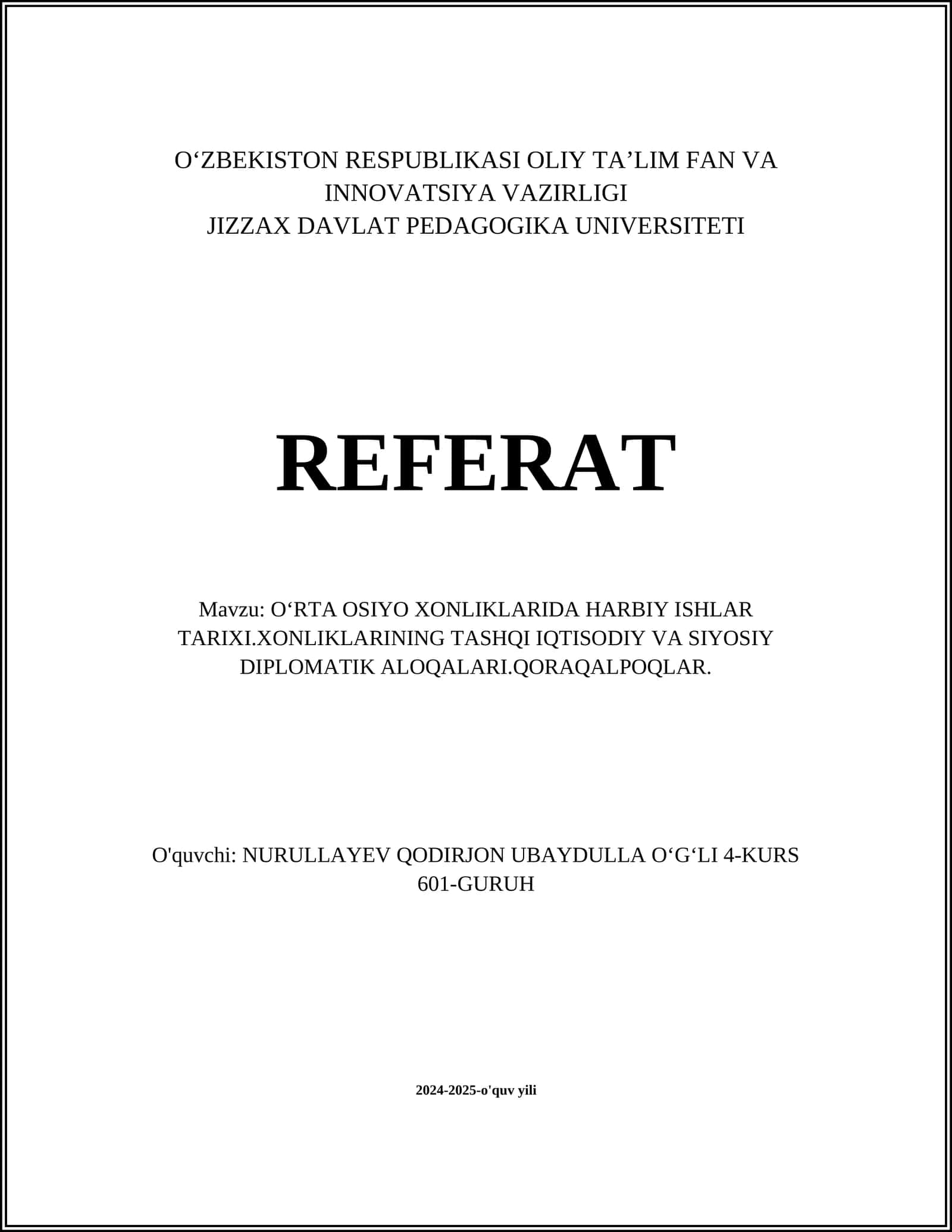 Oʻrta Osiyo xonliklarining harbiy tashkiloti