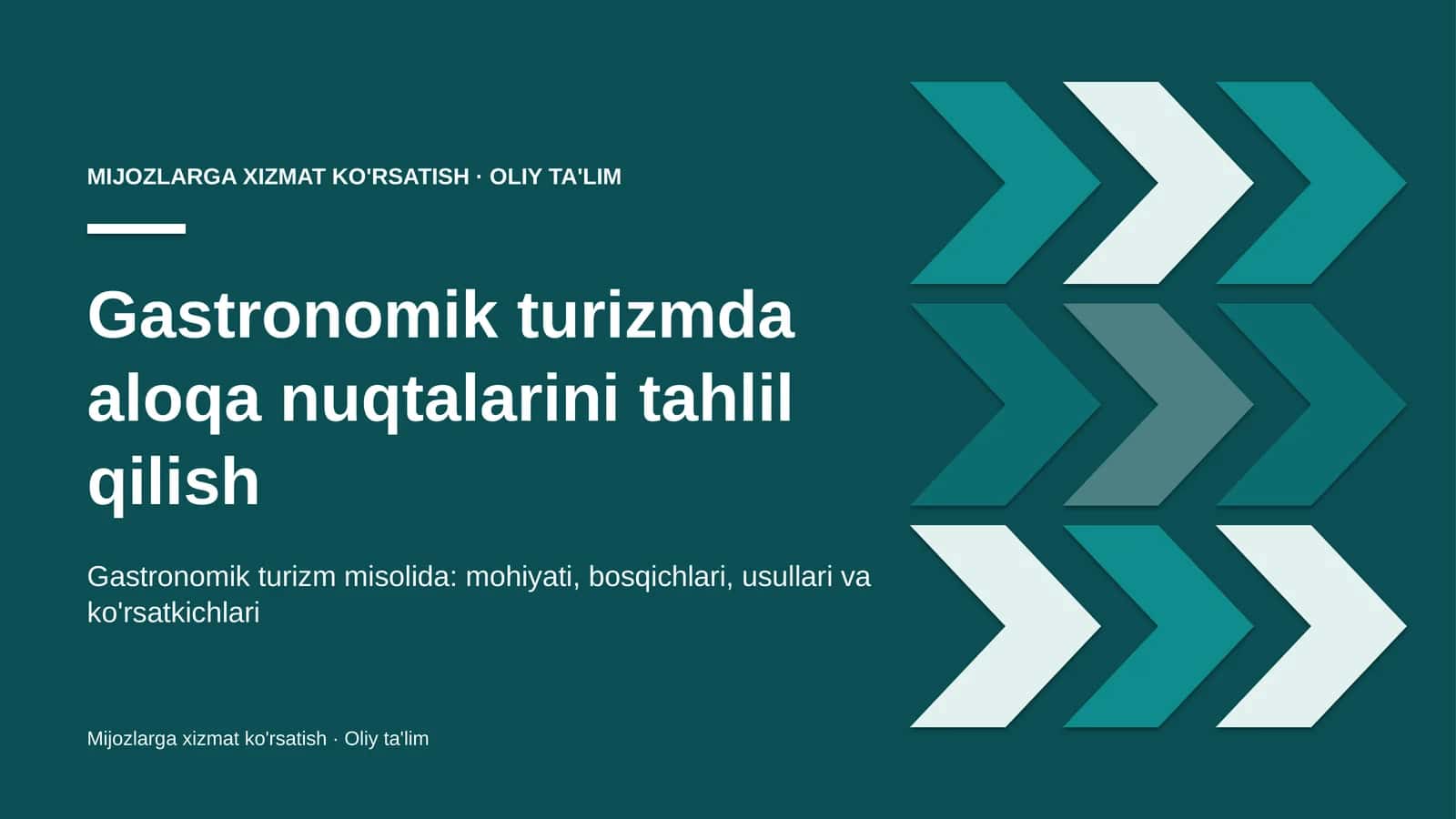 Gastronomik turizmda aloqa nuqtalarini tahlil qilish