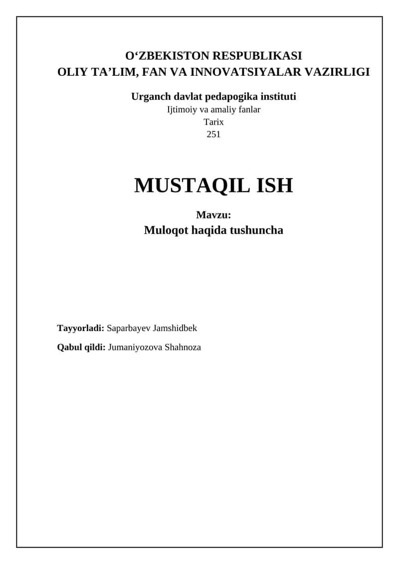 Muloqot haqida tushuncha
