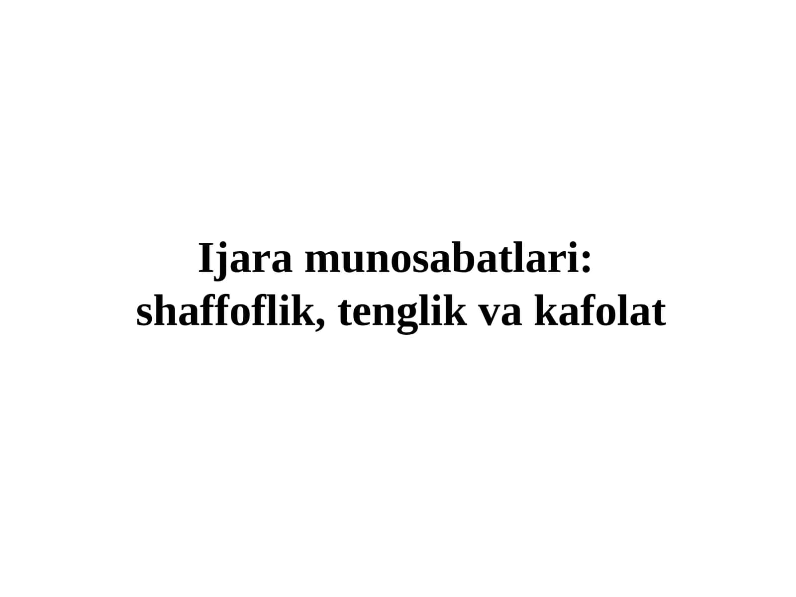 Ijara munosabatlari