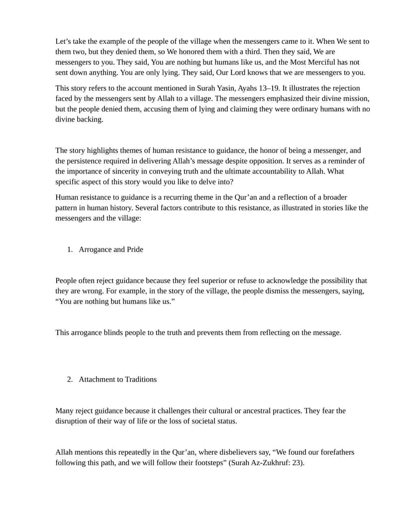 Story of Messengers and the Village