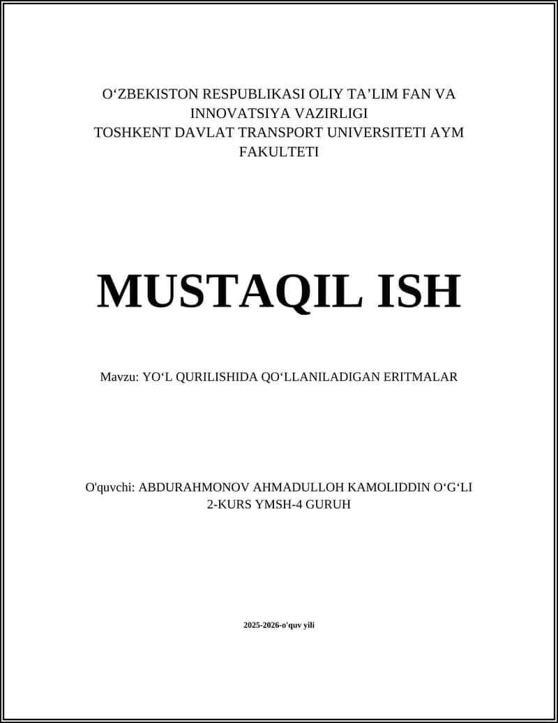 Bitum emulsiyalari va ularning yo‘l qurilishidagi qo‘llanilishi