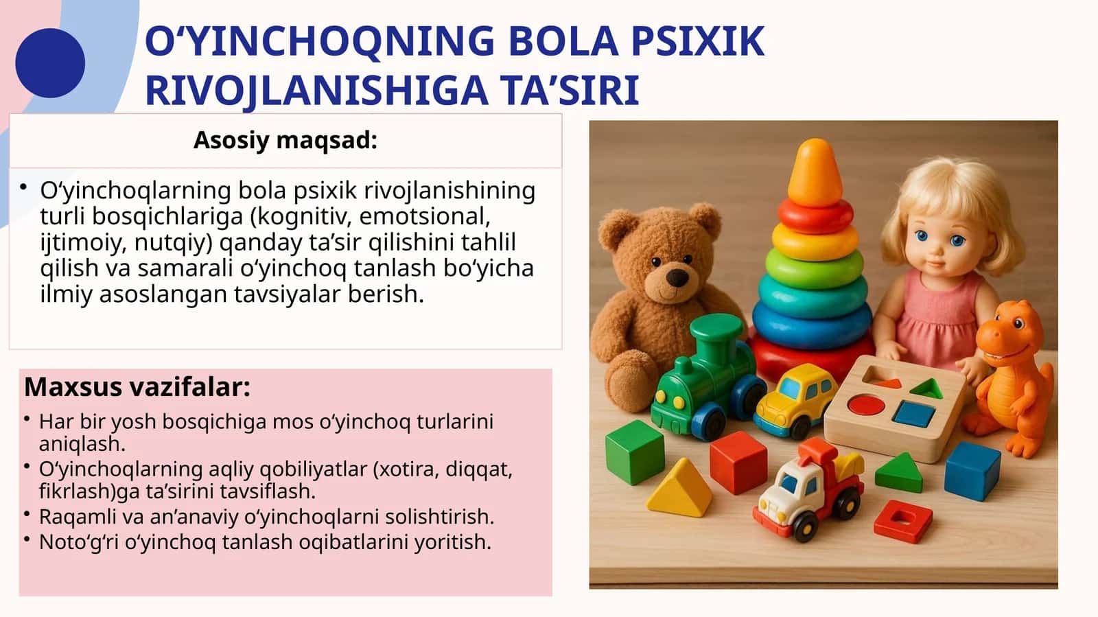 OʻYINCHOQNING BOLA PSIXIK RIVOJLANISHIGA TAʼSIRI
