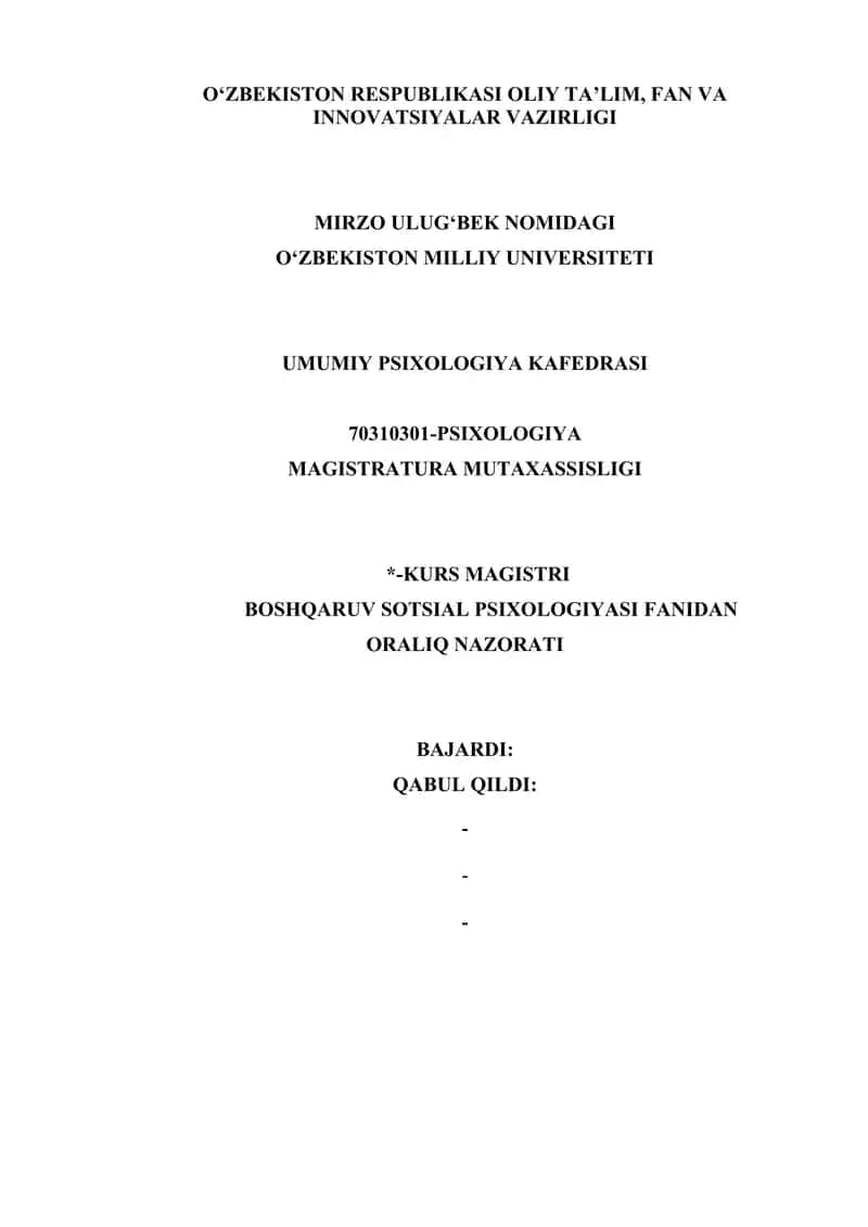 BOSHQARUV SOTSIAL PSIXOLOGIYASI