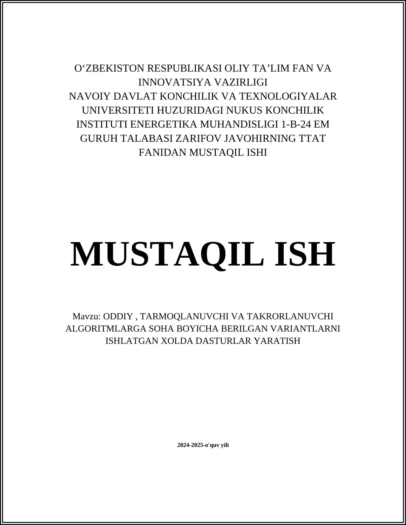 TTAT FANIDAN MUSTAQIL ISHI