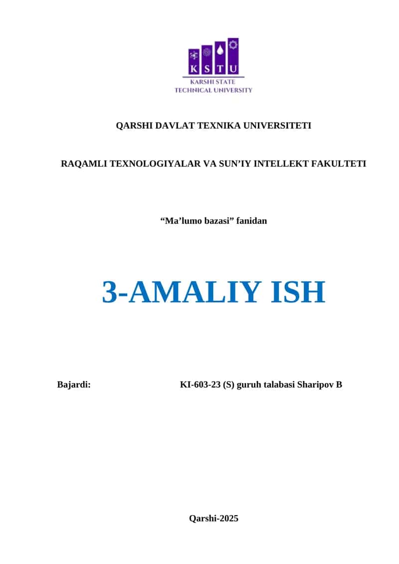 SQL Tilida Jadvallarni Yaratish, O'zgartirish va O'chirish