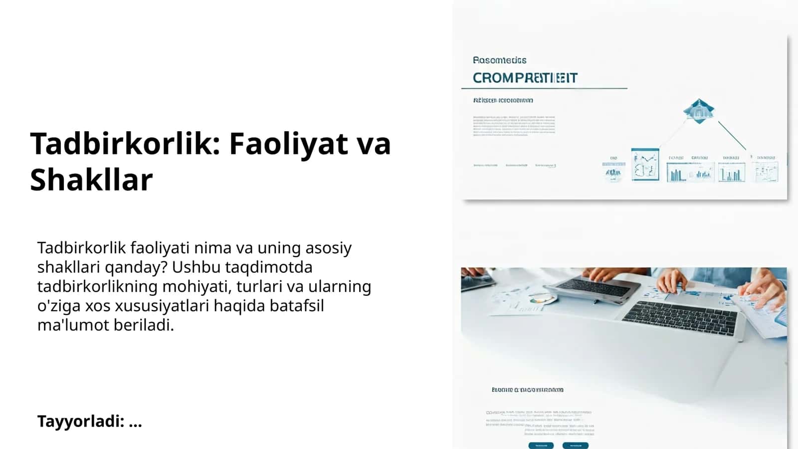 Tadbirkorlik: Faoliyat va Shakllar