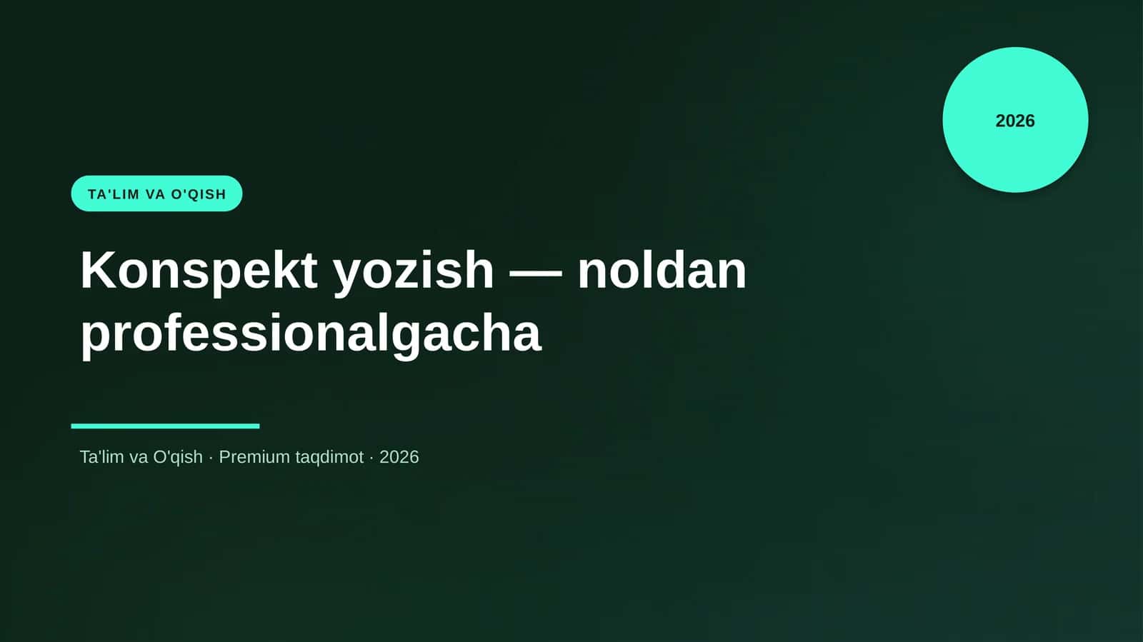 Konspekt yozish — noldan professionalgacha