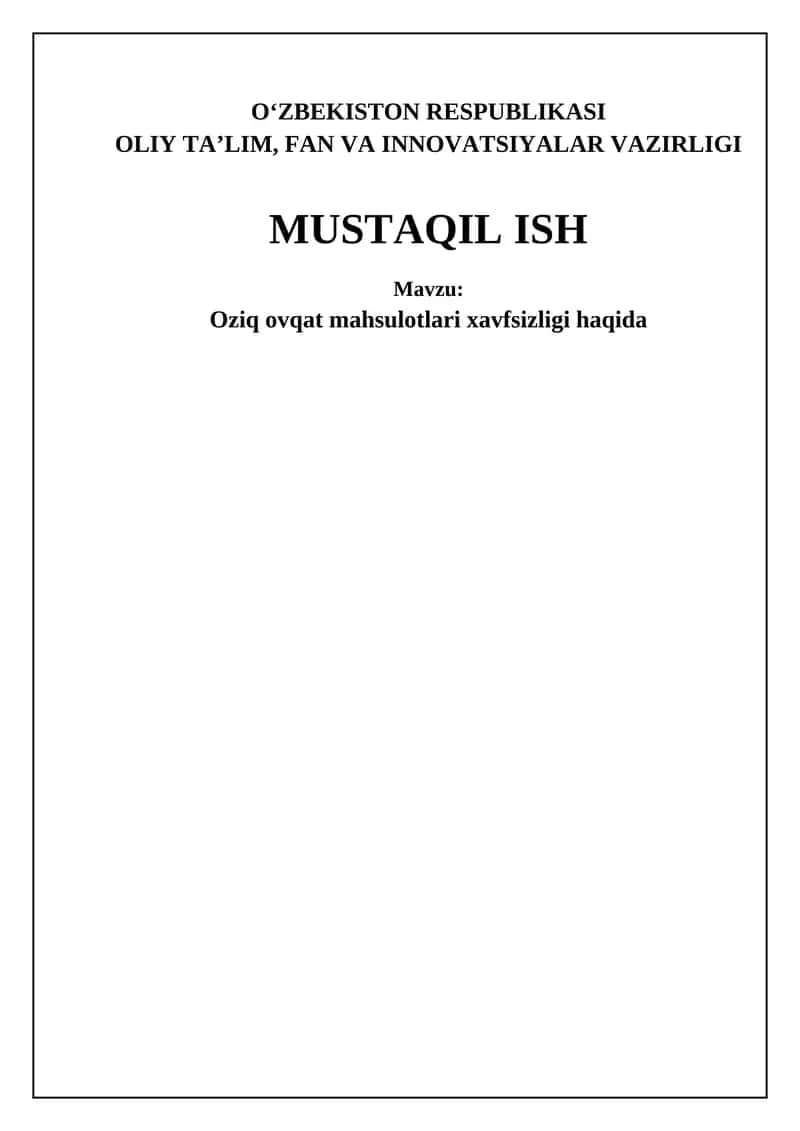 Oziq ovqat mahsulotlari xavfsizligi