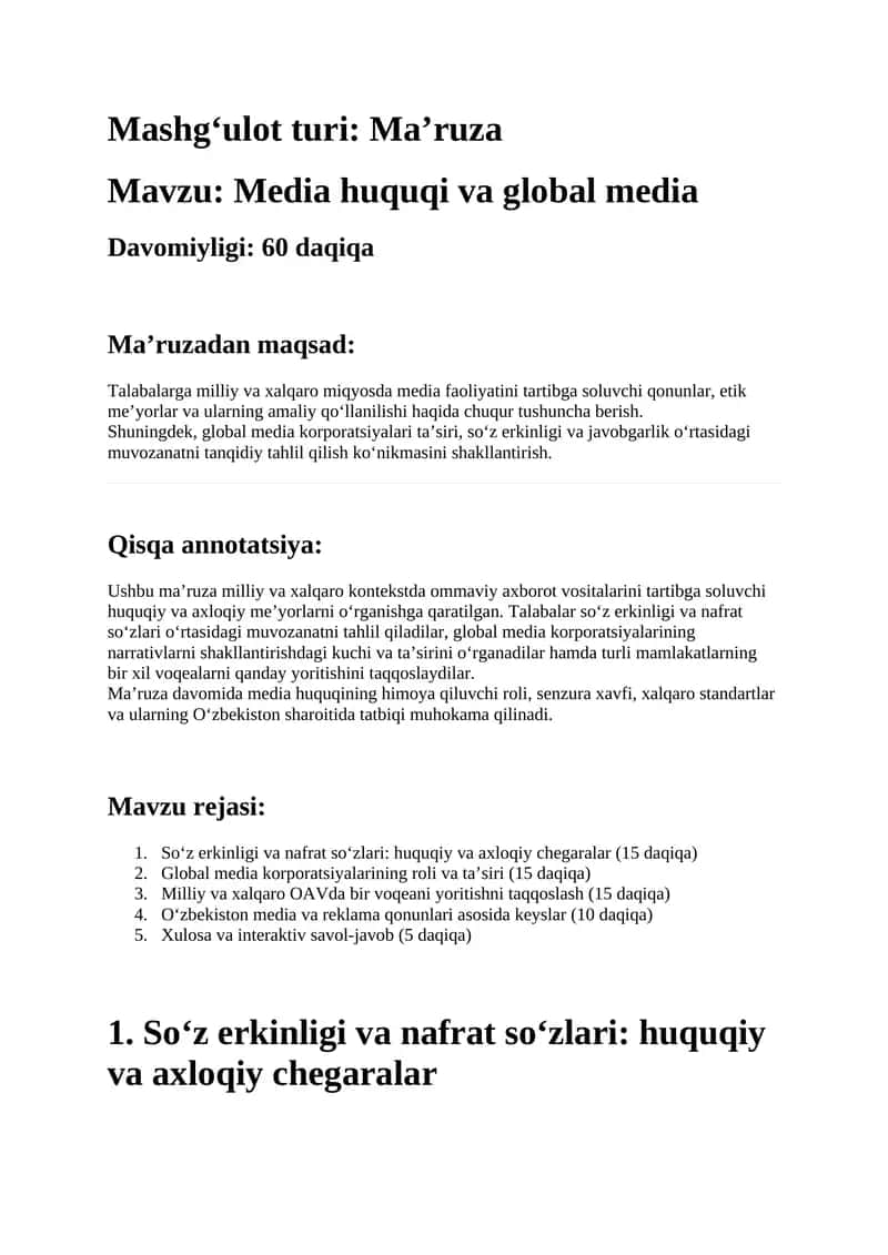 Media huquqi va global media