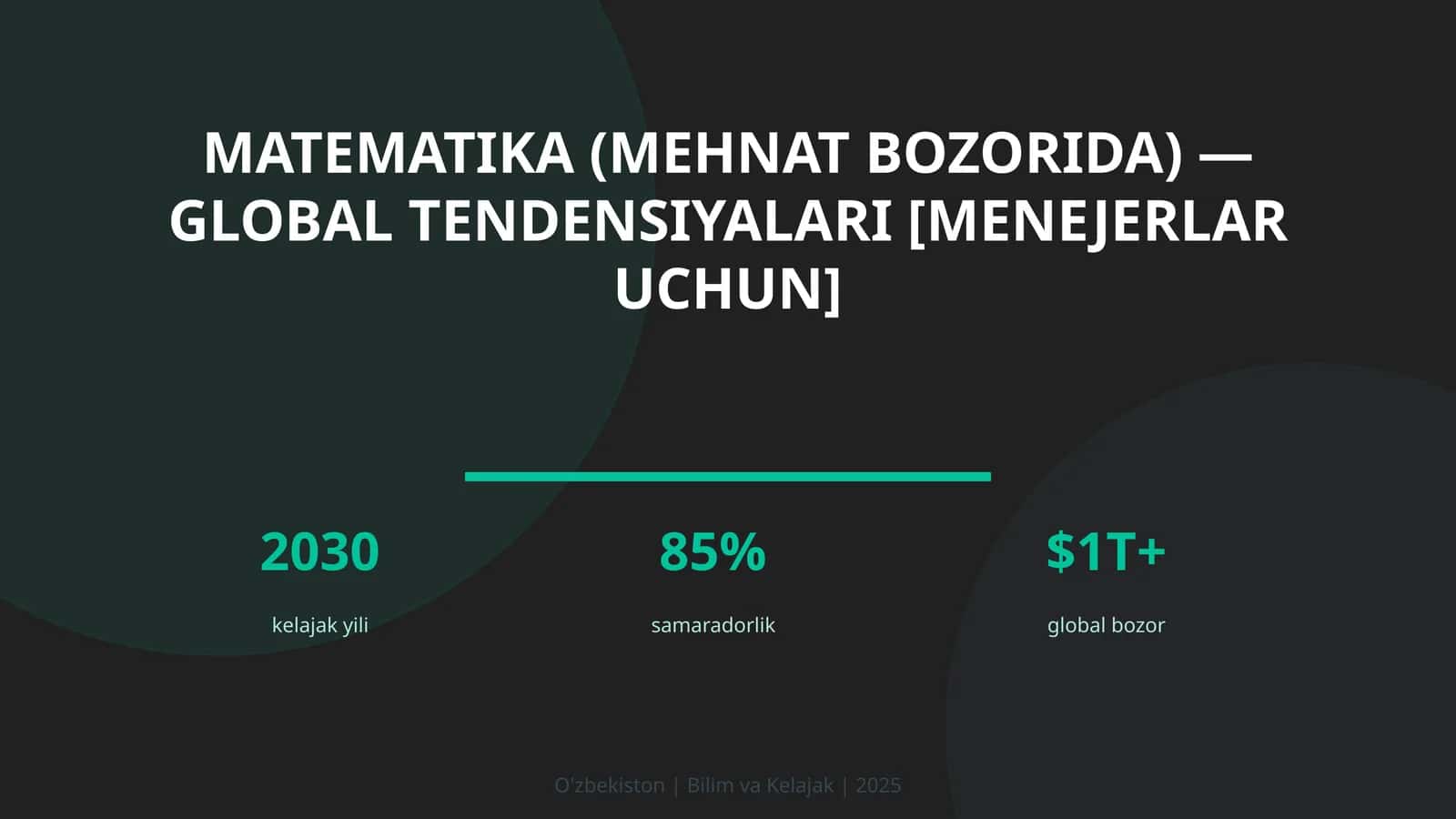 Matematika (mehnat bozorida) — global tendensiyalari [menejerlar uchun]