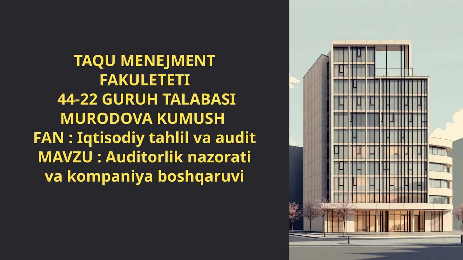 Auditorlik nazorati va kompaniya boshqaruvi