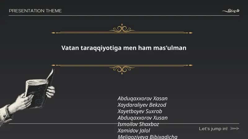Vatan taraqqiyotiga men ham mas'ulman
