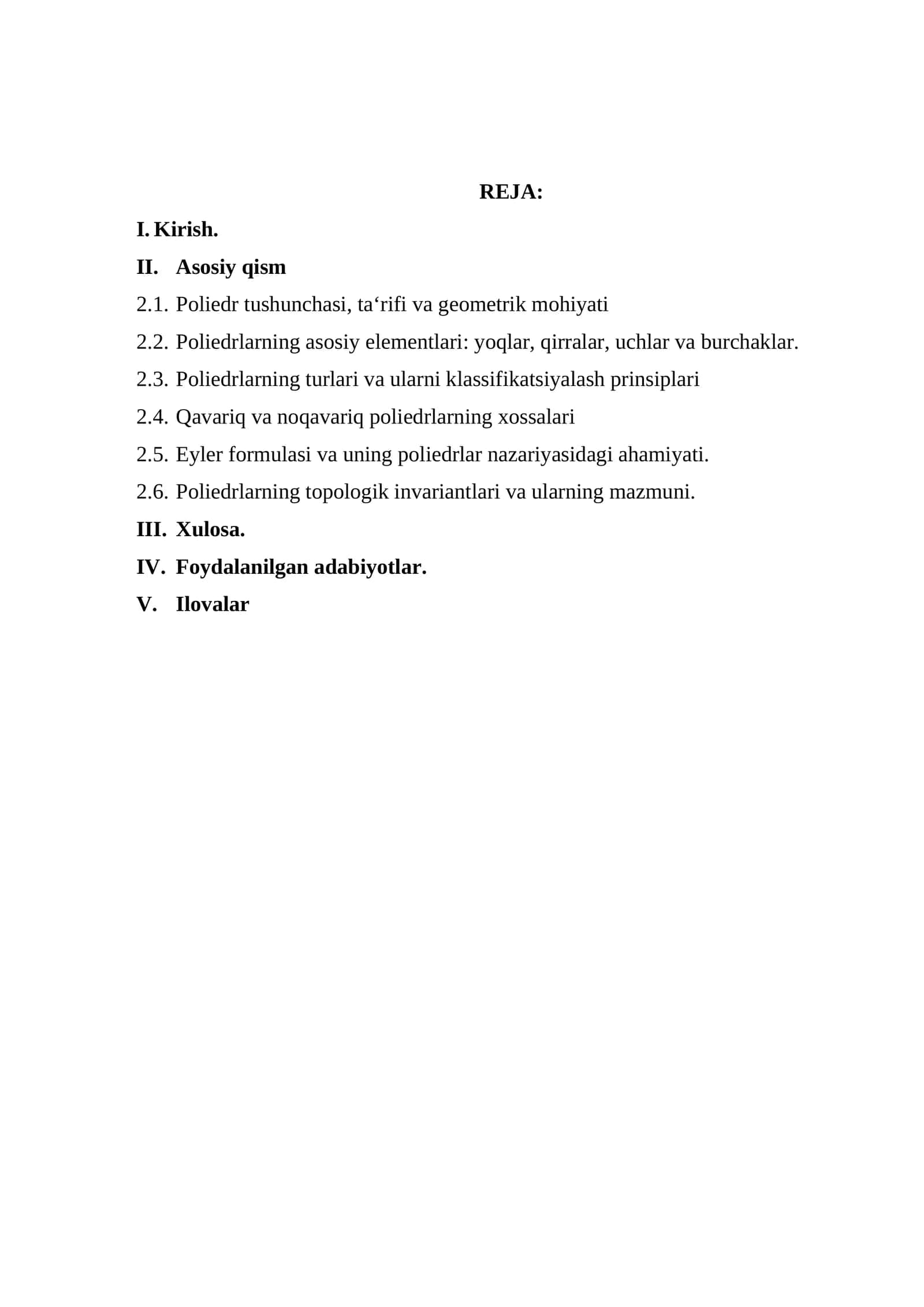 Poliedrlar va ularning topologik xossalari