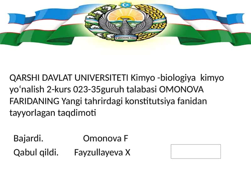 Yangi tahrirdagi Konstitutsiya fanidan ta'lim