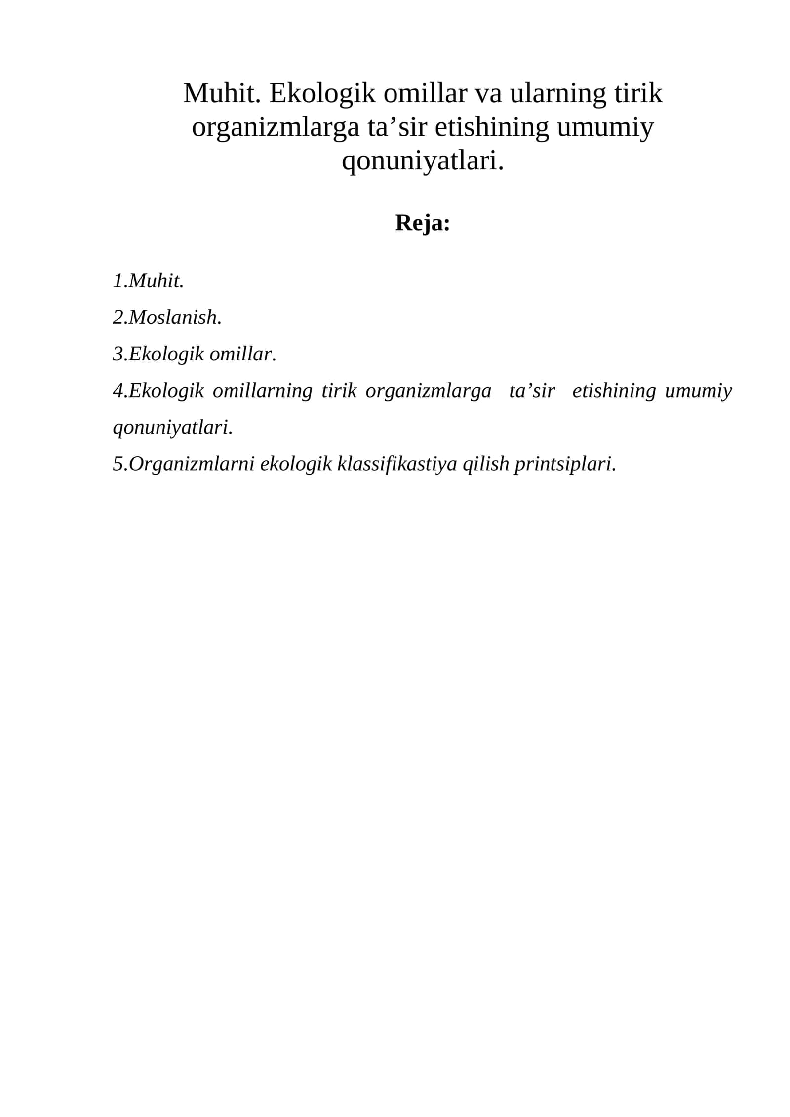 Ekologiya