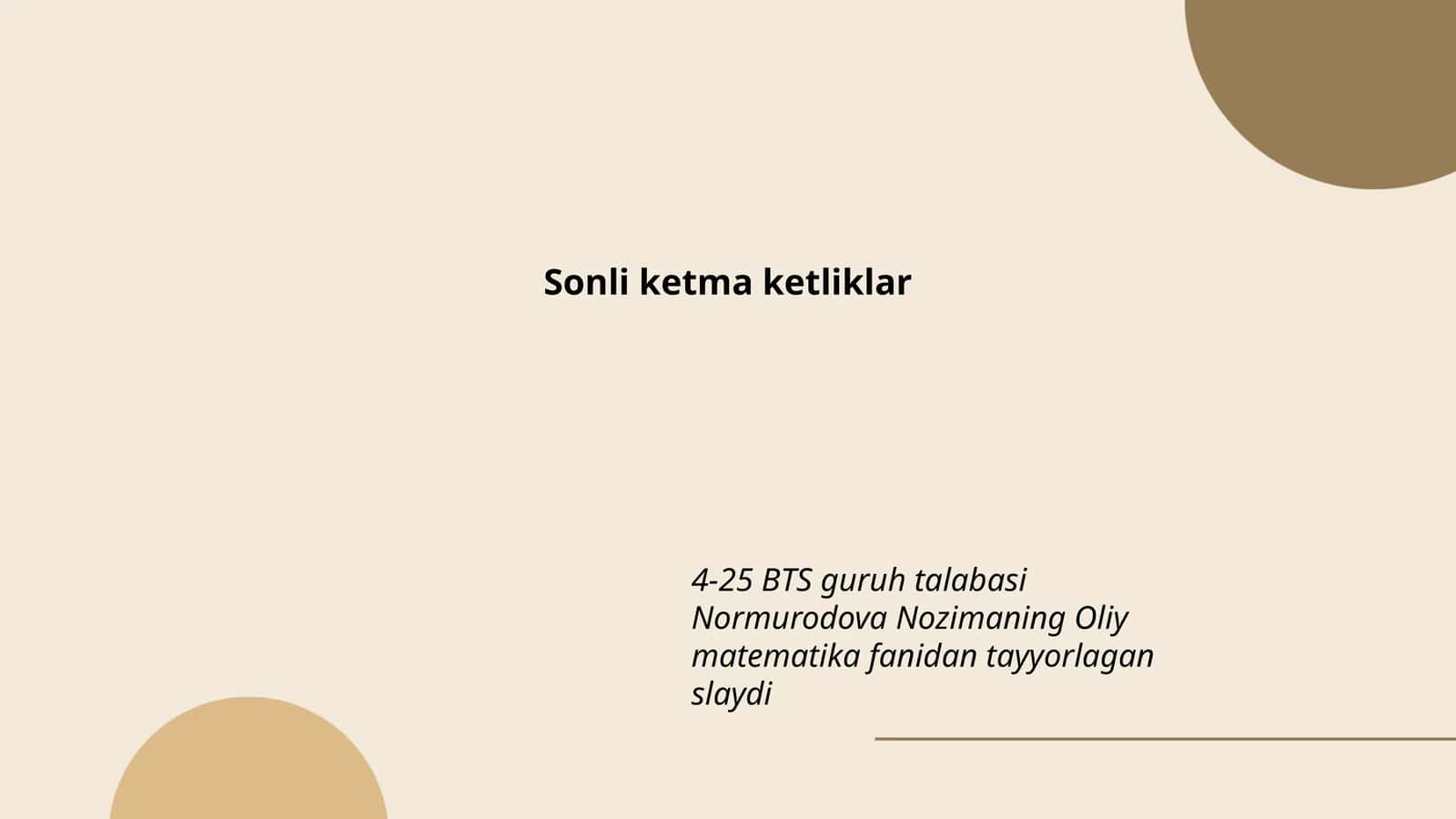 Sonli ketma-ketliklar