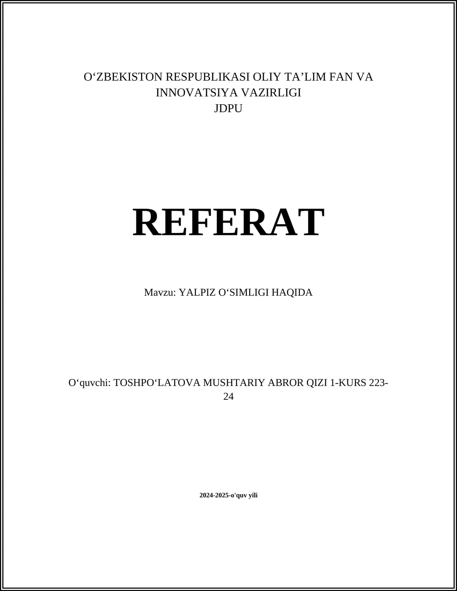 Yalpiz O‘simligi Haqida