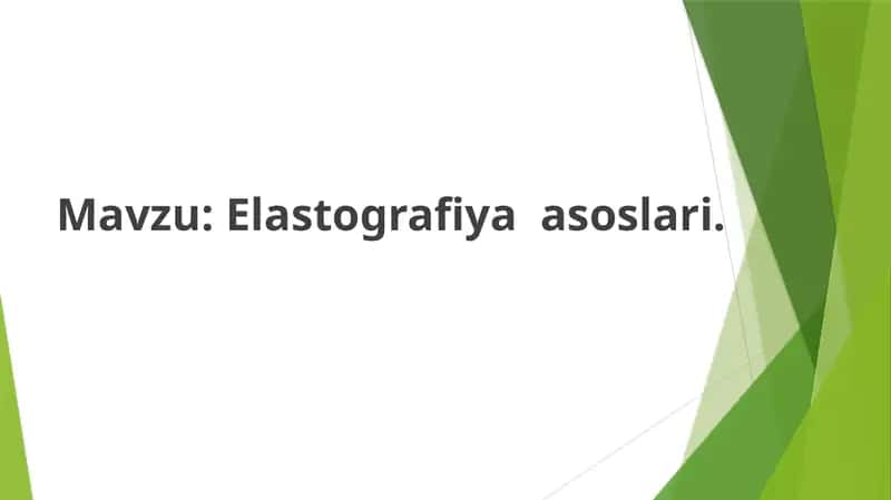 Elastografiya asoslari