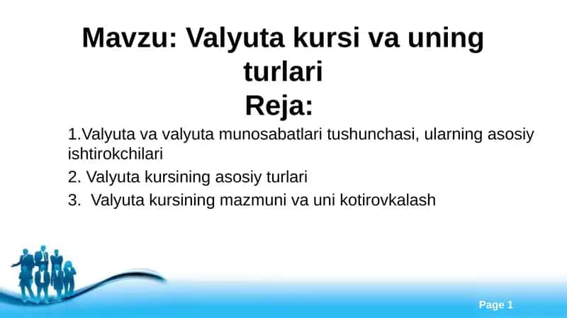 Valyuta kursi va uning turlari