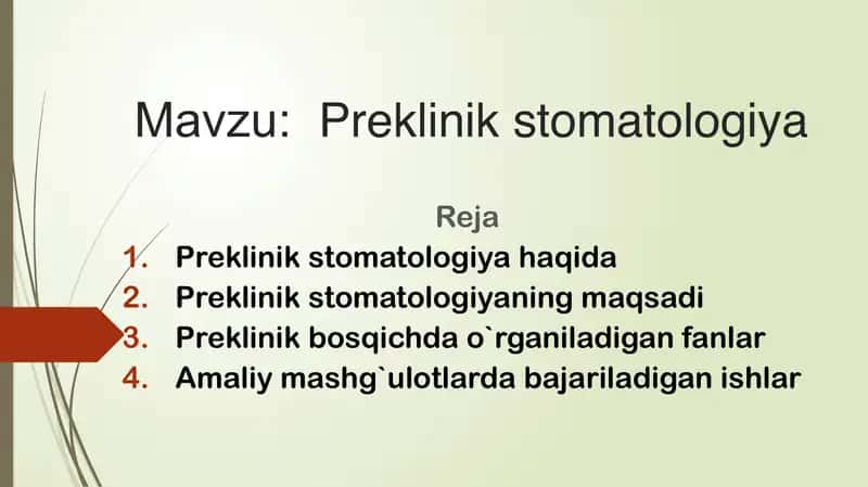 prezintatsiya "Preklinik stomatologiya"
