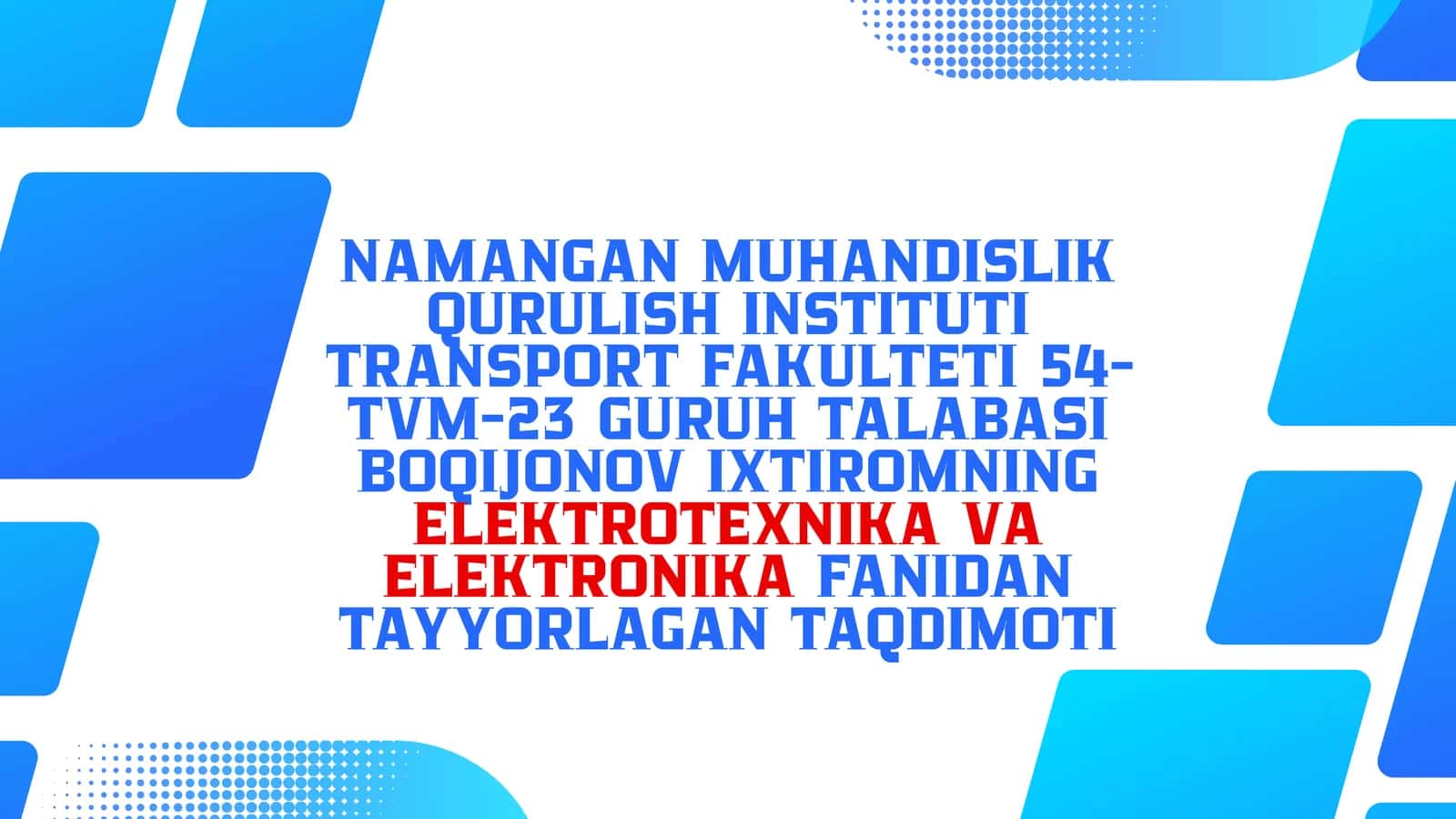 O’ZGARMAS TOK ELEKTR GENARATORLARI