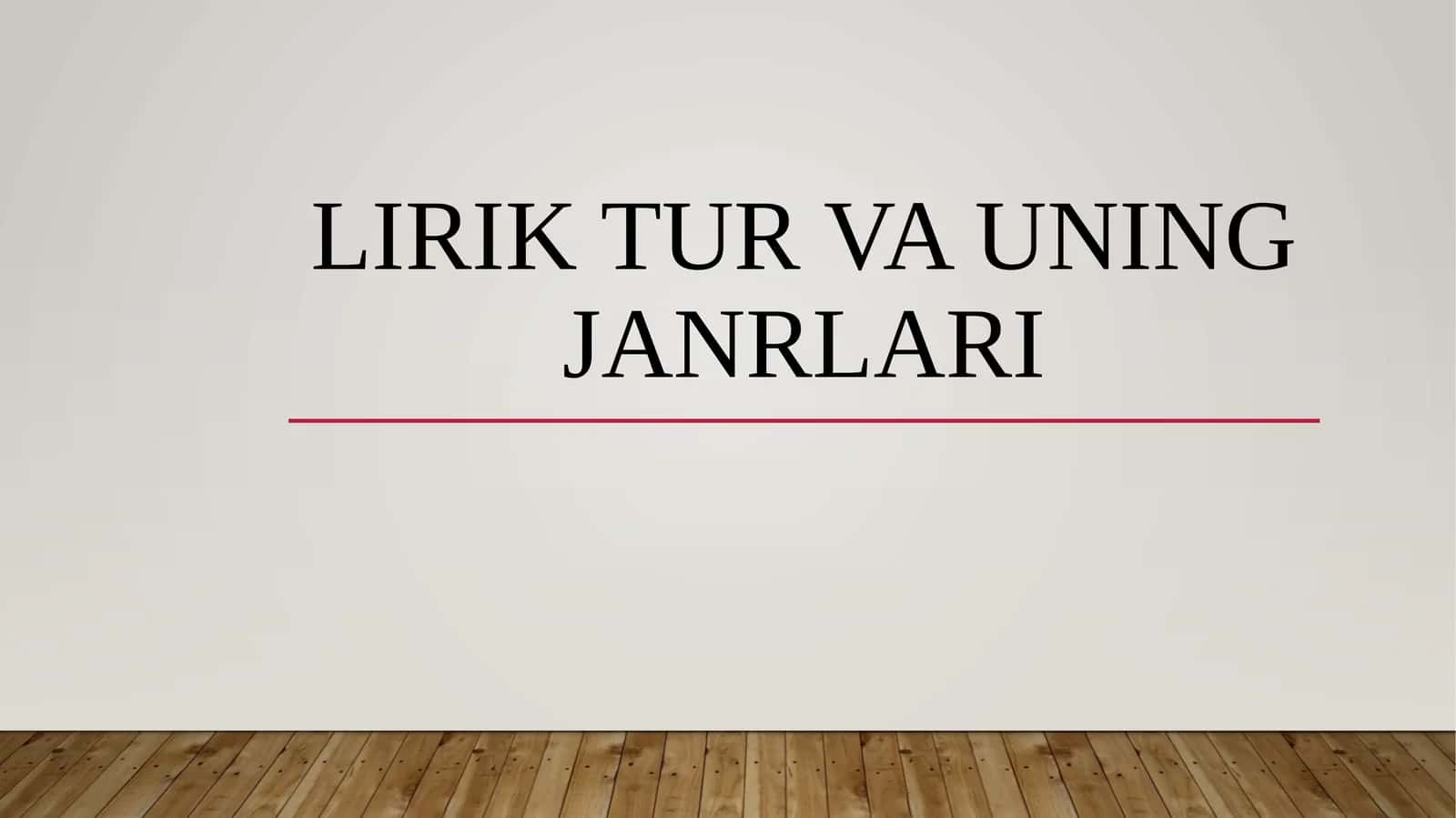 Lirik tur haqida umumiy tushuncha
