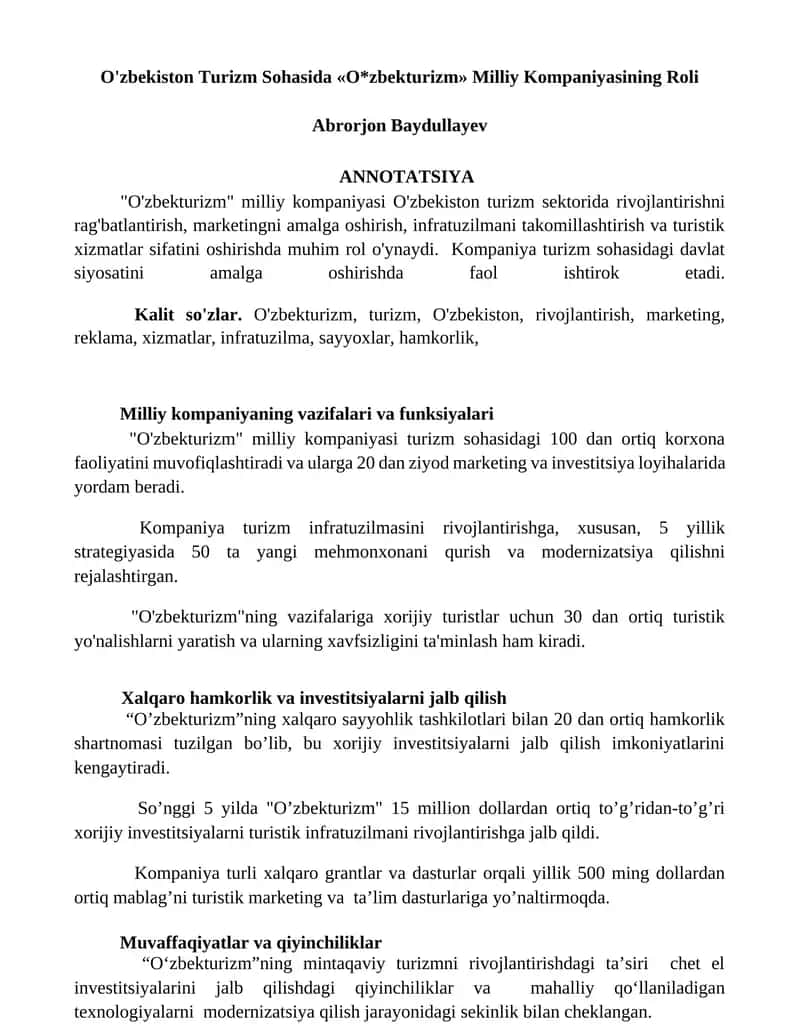 O'zbekturizm Milliy Kompaniyasi