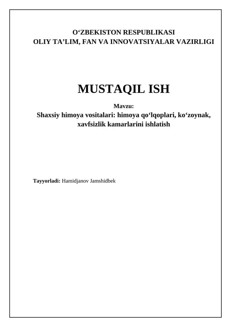 Shaxsiy himoya vositalari