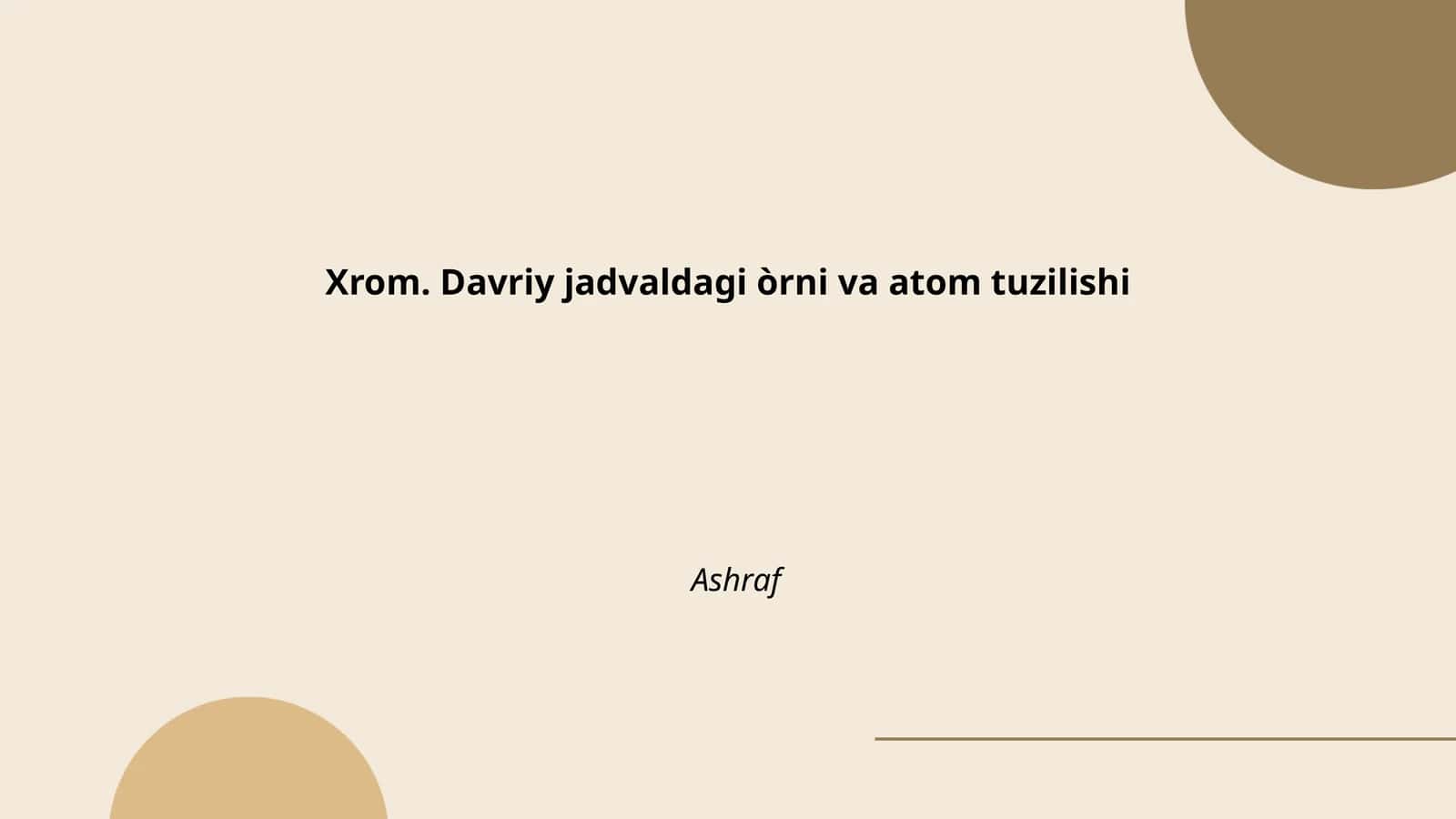 Xromning davriy jadvaldagi joylashuvi