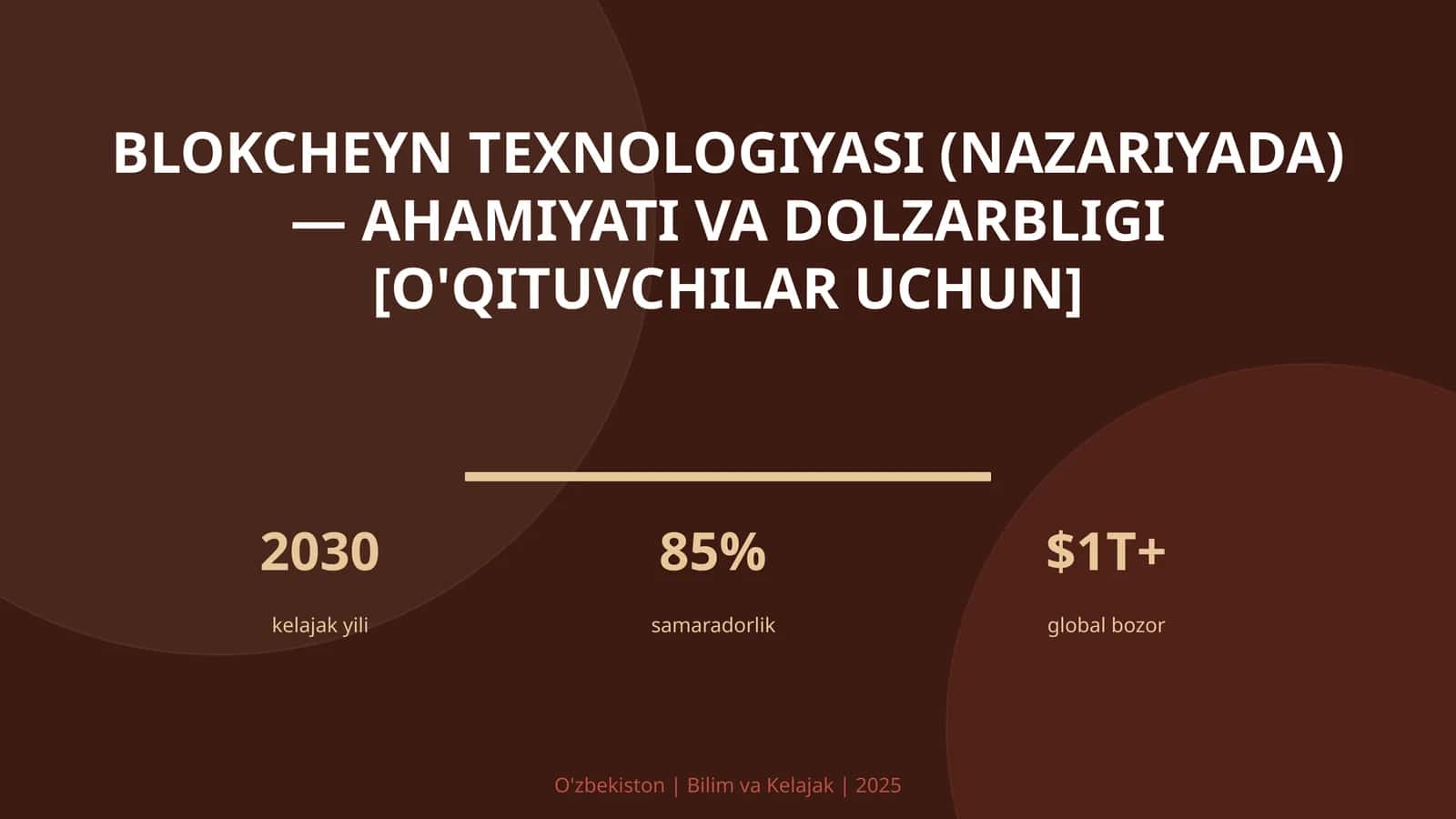 Blokcheyn texnologiyasi (nazariyada) — ahamiyati va dolzarbligi [o'qituvchilar uchun]