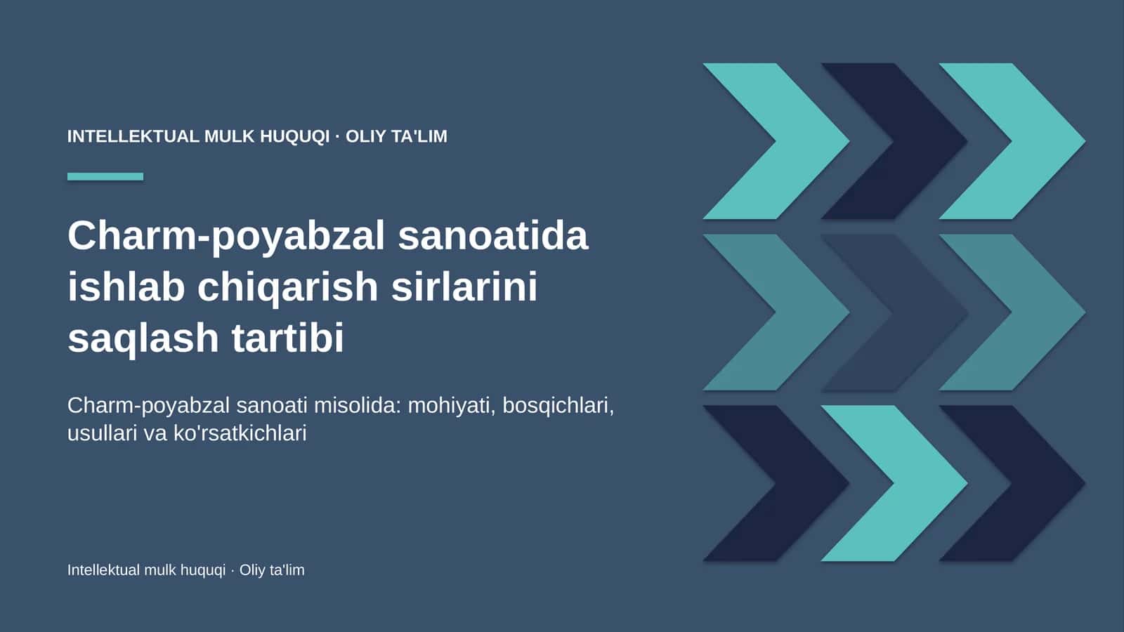 Charm-poyabzal sanoatida ishlab chiqarish sirlarini saqlash tartibi