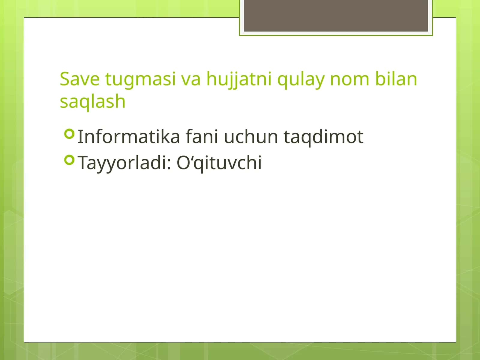 Save tugmasi va hujjatni qulay nom bilan saqlash