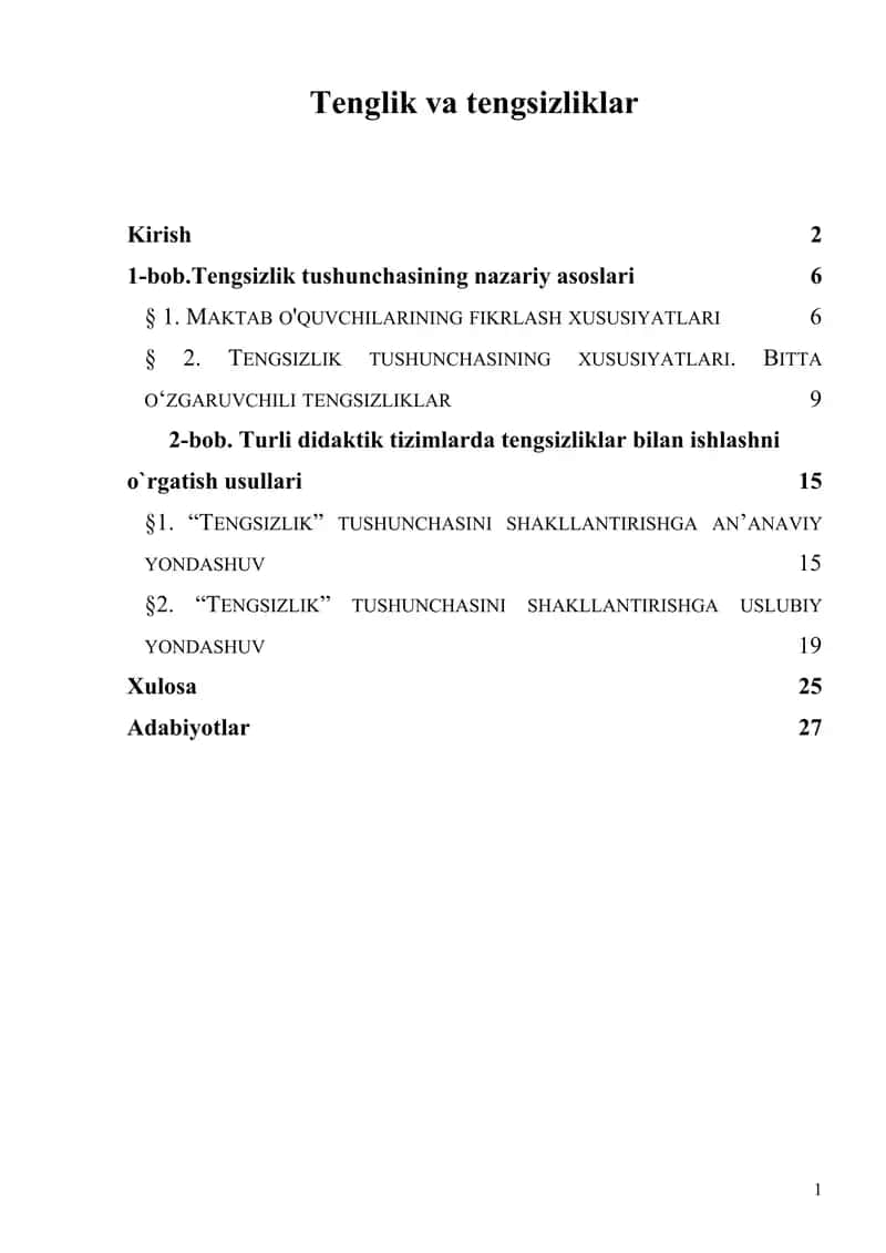 tenglik, tengsizlik