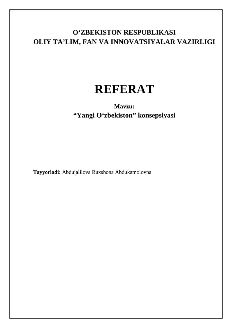 "Yangi Oʻzbekiston" konsepsiyasi