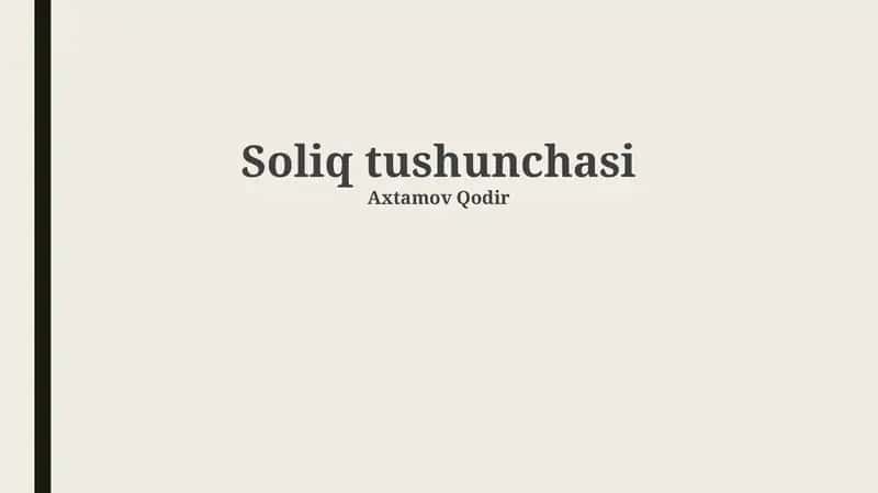 Soliq tushunchasi