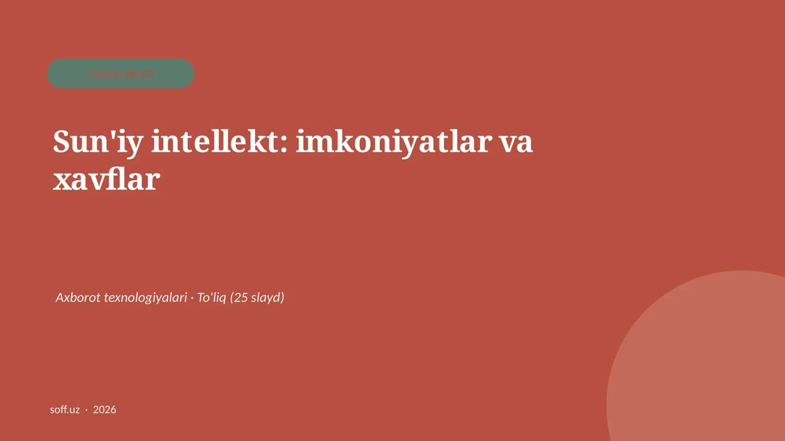 Sun'iy intellekt: imkoniyatlar va xavflar