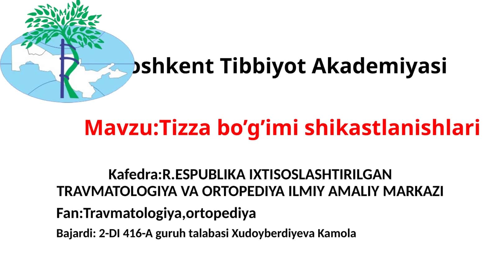 Tizza bo’g’imi shikastlanishlari