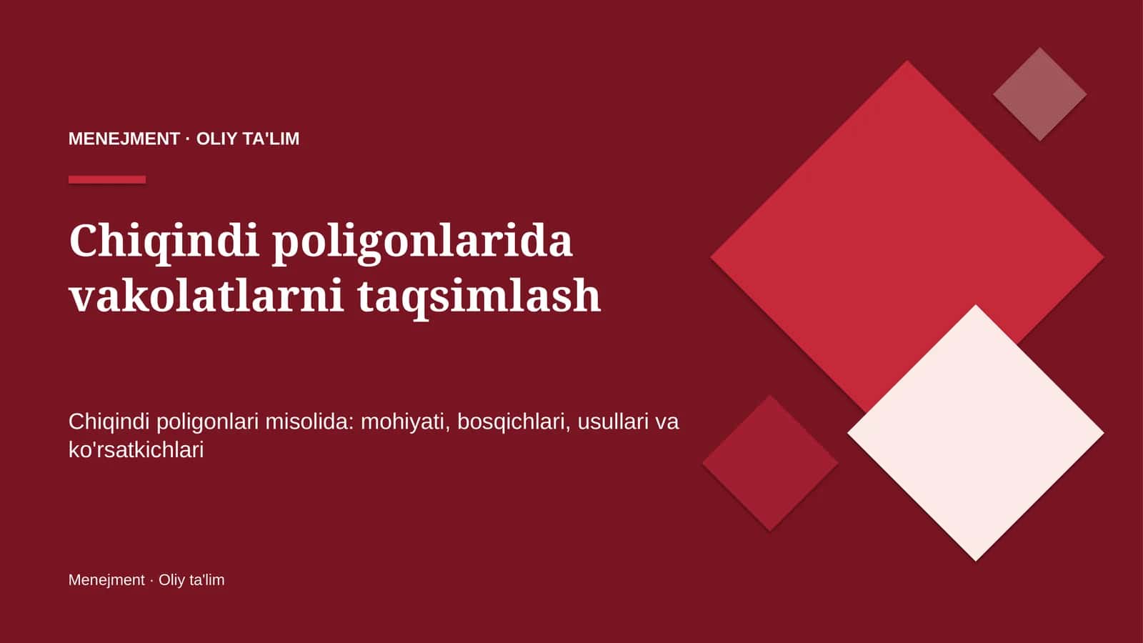 Chiqindi poligonlarida vakolatlarni taqsimlash