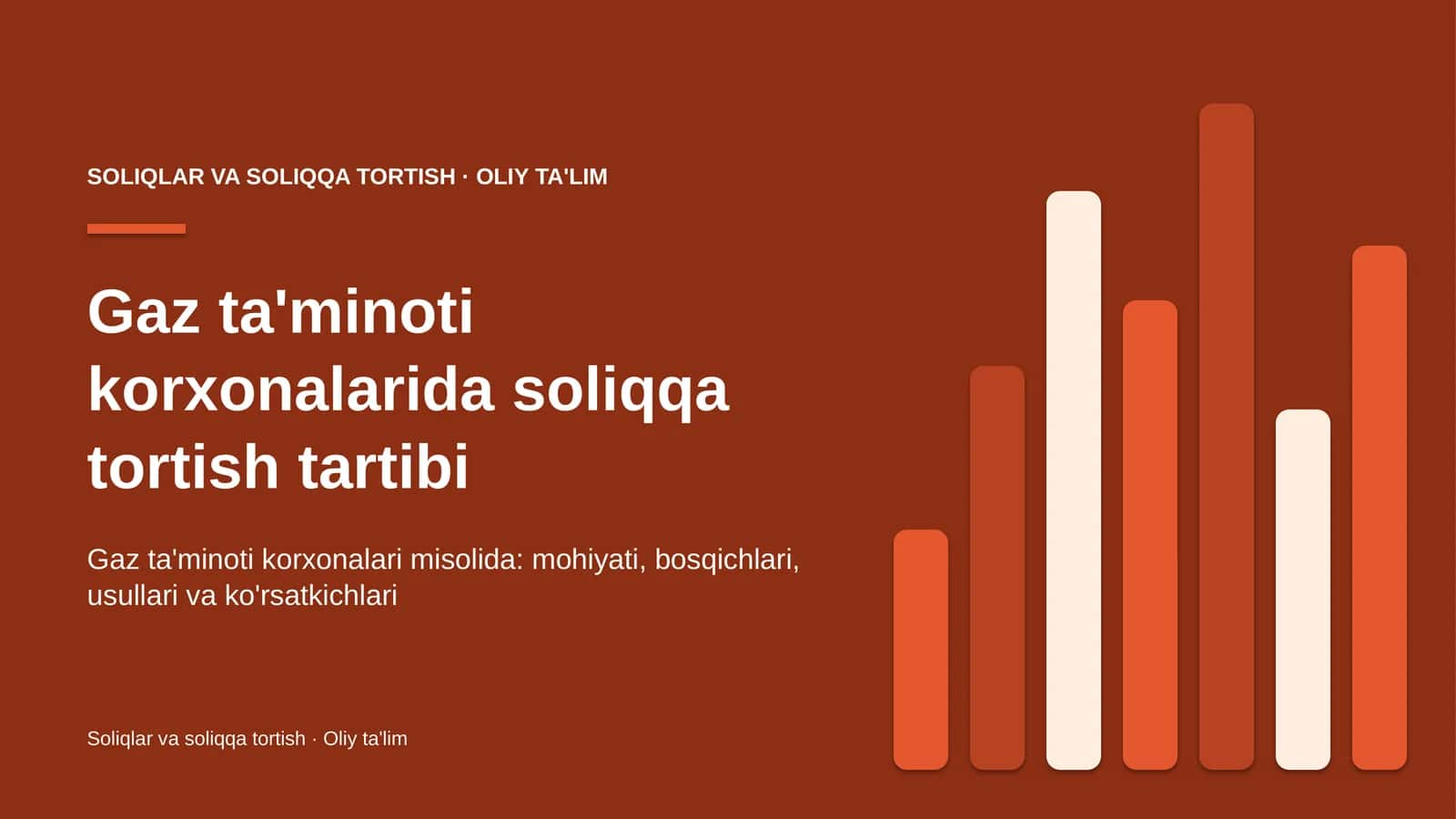 Gaz ta'minoti korxonalarida soliqqa tortish tartibi