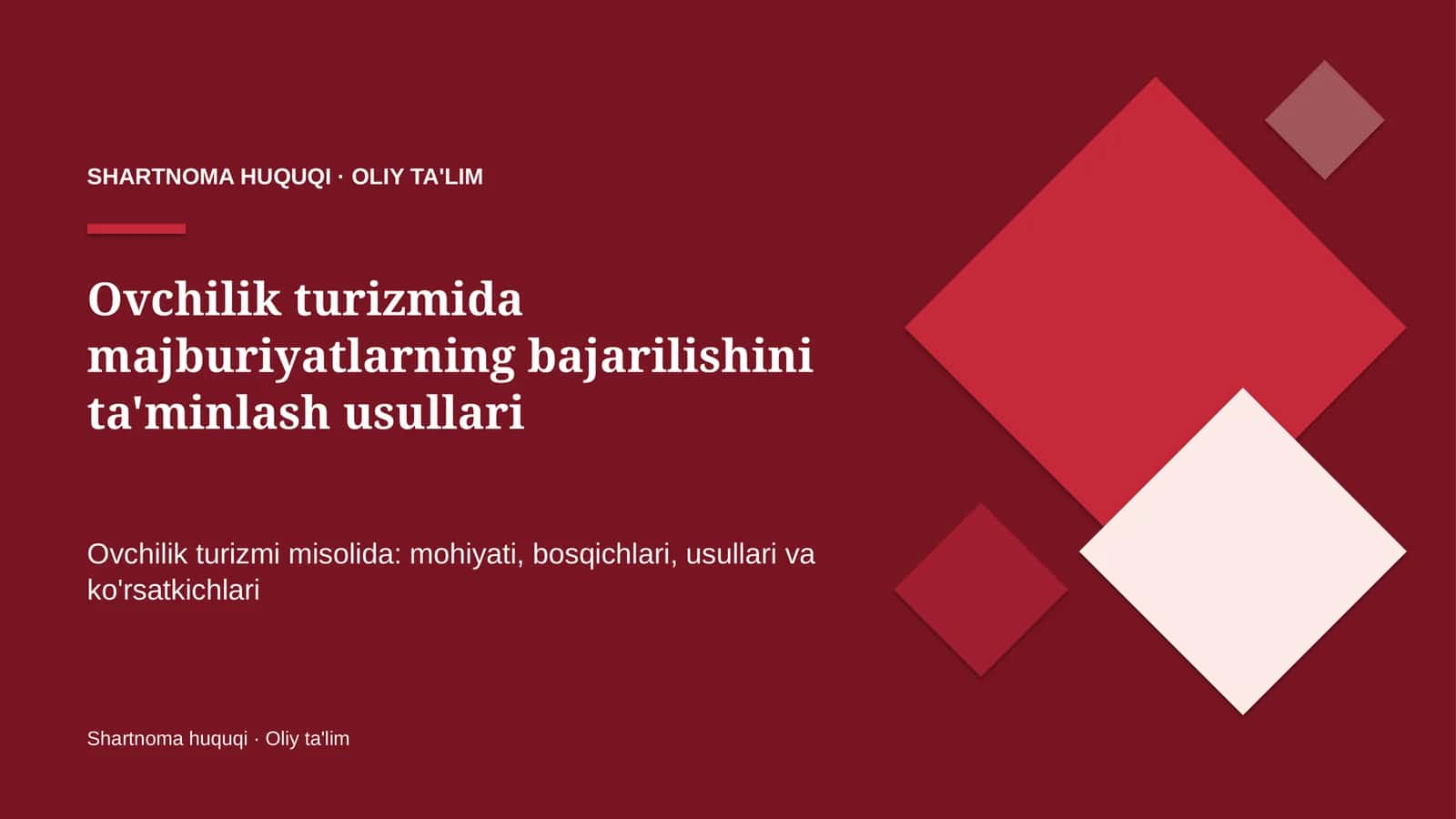 ovchilik turizmida majburiyatlarning bajarilishini ta'minlash usullari 7171