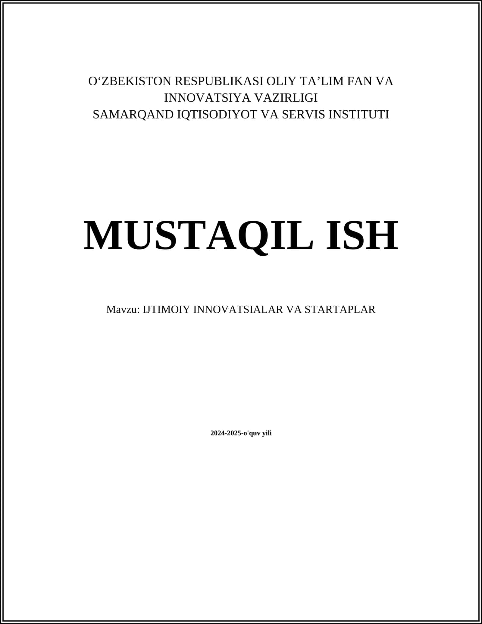 IJTIMOIY INNOVATSIALAR VA STARTAPLAR