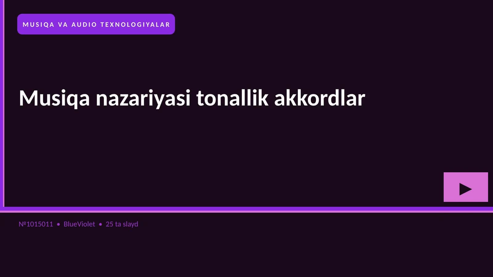 MUSIQA VA AUDIO TEXNOLOGIYALAR