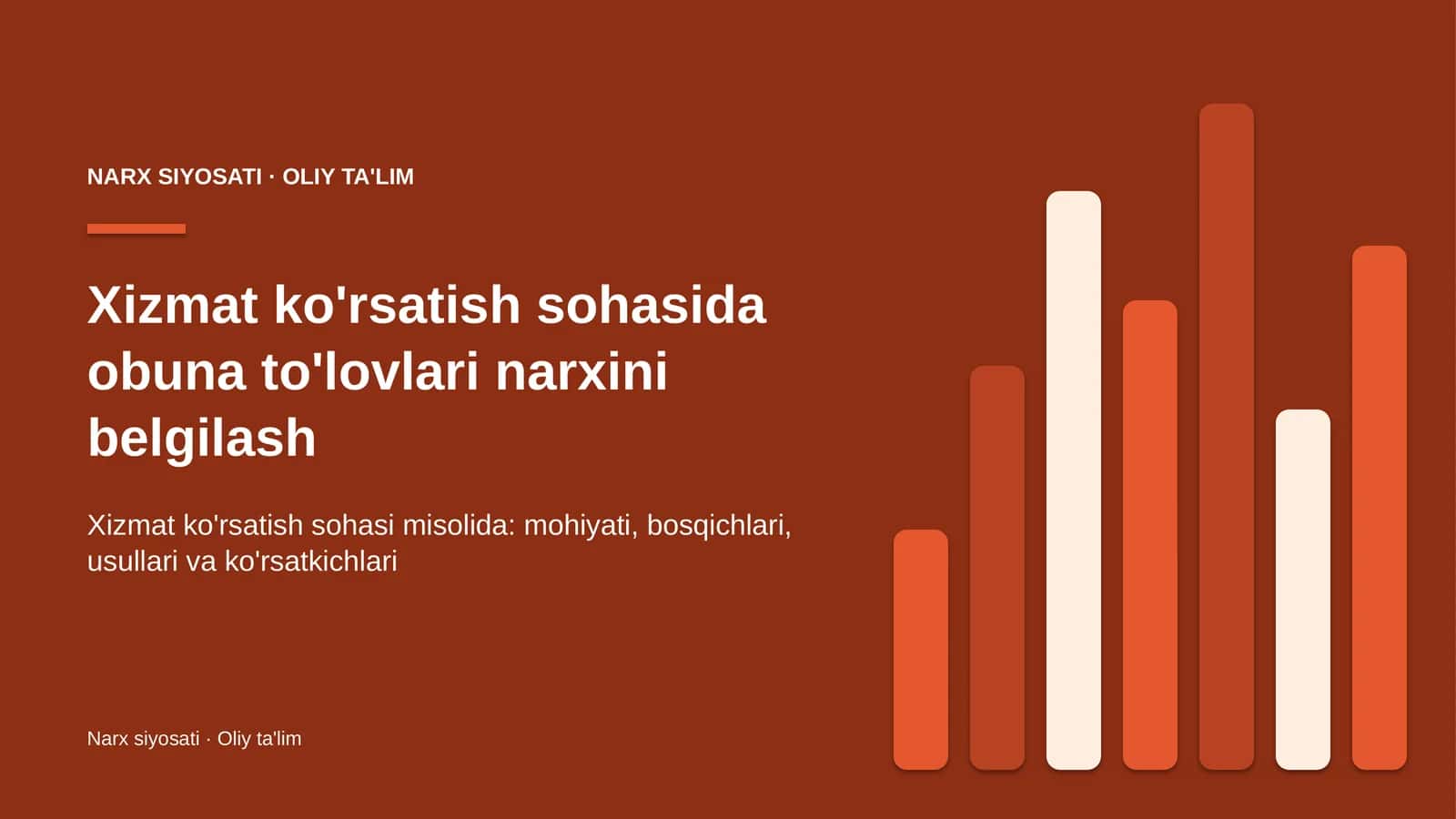 Xizmat ko'rsatish sohasida obuna to'lovlari narxini belgilash