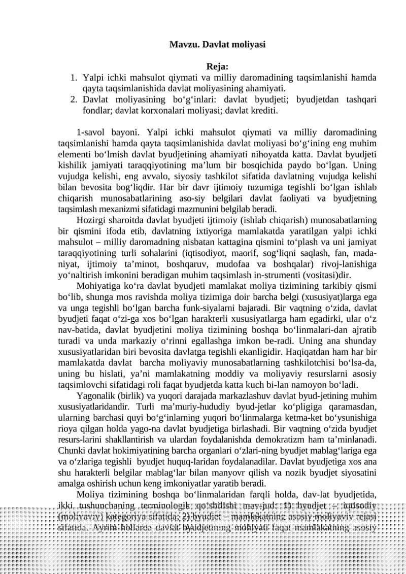 Davlat moliyasi