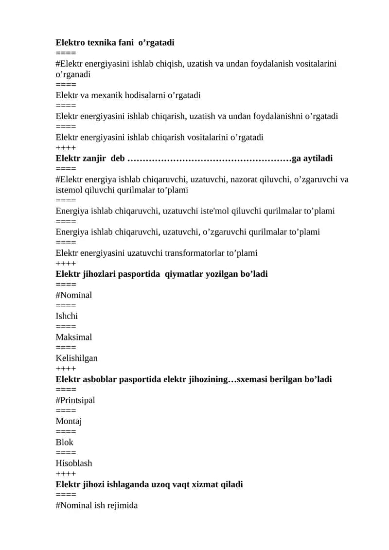 Elektr zanjir deb ………………………………………………ga aytiladi