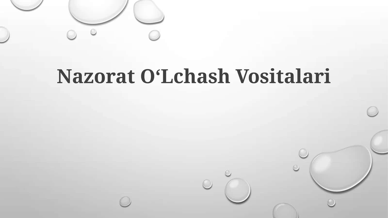 Nazorat OʻLchash Vositalari